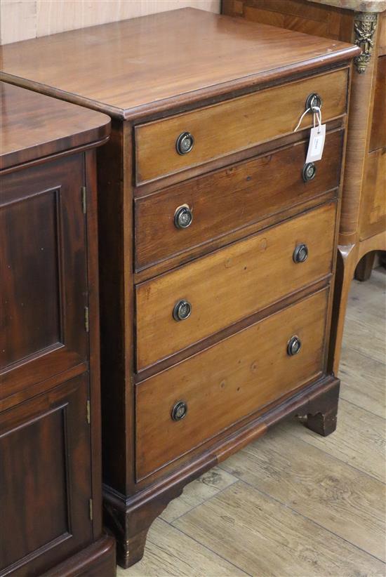 A 19th century mahogany four chest of drawers W.60cm